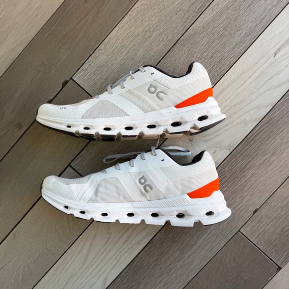 On Running Men's Athletic Shoes in White and Orange - Picture 3 of 10